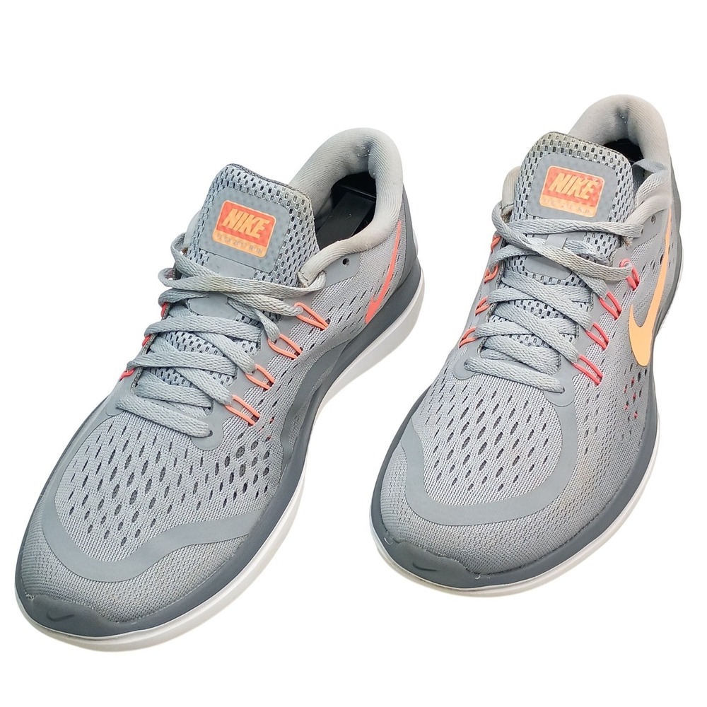 Nike Flex 2017 Run Shoes Women Size 8.5 Grey Orange 898476-003 Running Sneaker